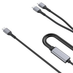 Dual USB-C charging cable 1.8m with intelligent power distribution 140W