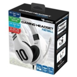 Subsonic white football-styled wired gaming stereo headset with inline mic mute