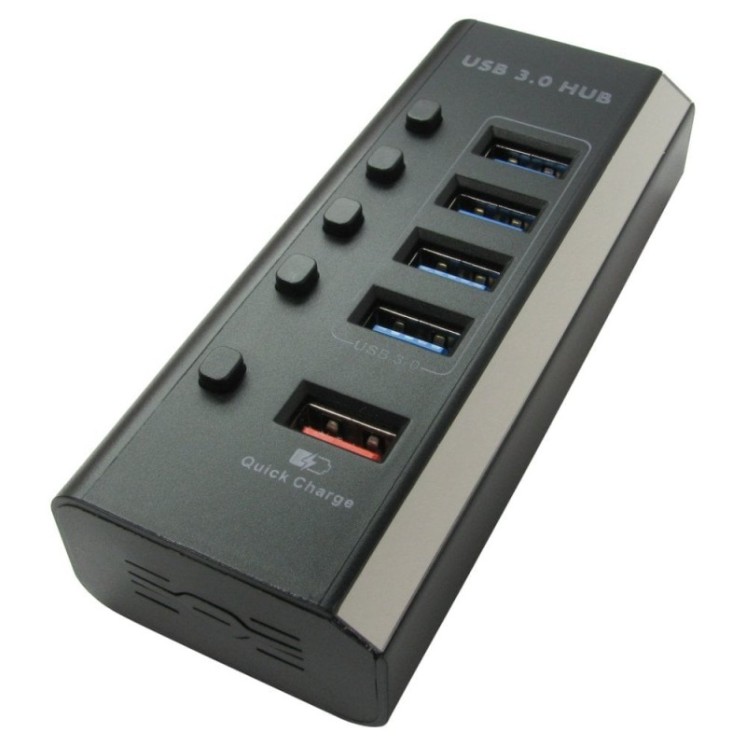 4 Port USB3.0 Hub + Quick Charge Port - PSU