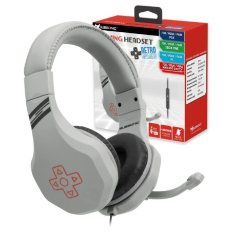 Subsonic Headphones Retro Game & Chat Headset grey with adjustable microphone