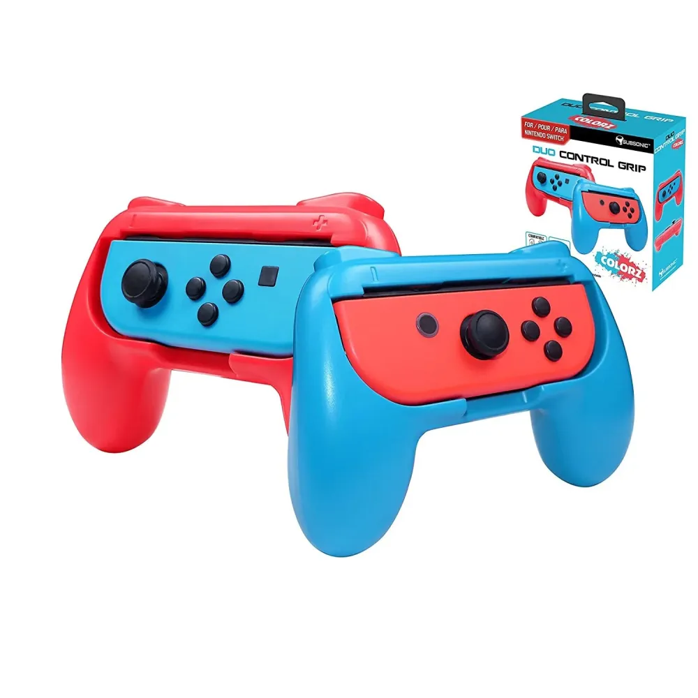 Subsonic Duo Control Grips for Nintendo Switch Joy-Cons in Blue and Red