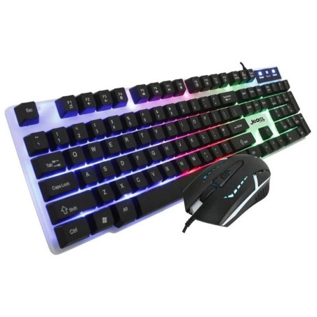 Jedel GK100 RGB LED keyboard and 4D wired mouse set in black and white