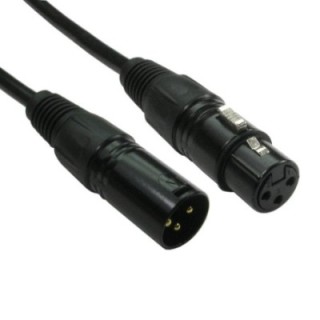 6m 3 Pin XLR Male to Female Cable - Black Connectors