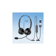 USB‑C wired headset with flexible boom microphone