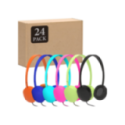 Durable 24‑pack of wired on‑ear classroom headphones with clear stereo sound