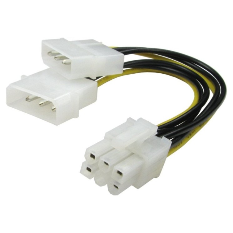 Twin Molex to 6 Pin PCI-e Cable