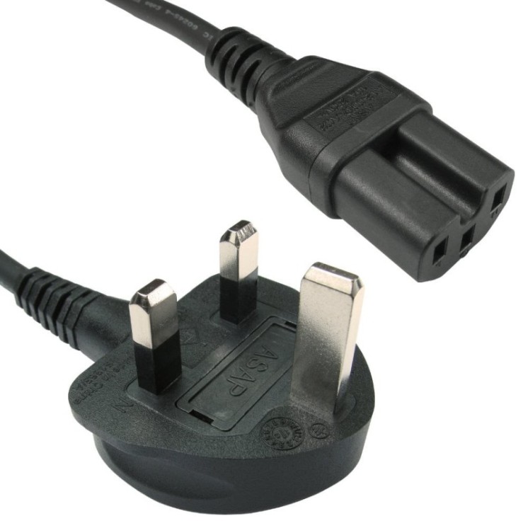 2m UK Plug to C15 Mains Lead