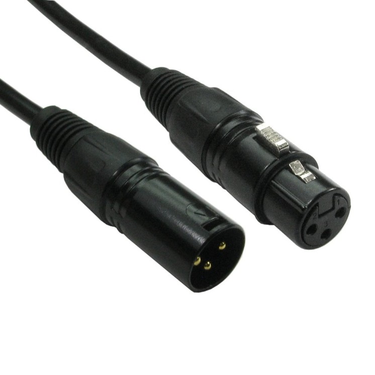 20m 3 Pin XLR Male to Female Cable - Black Connectors