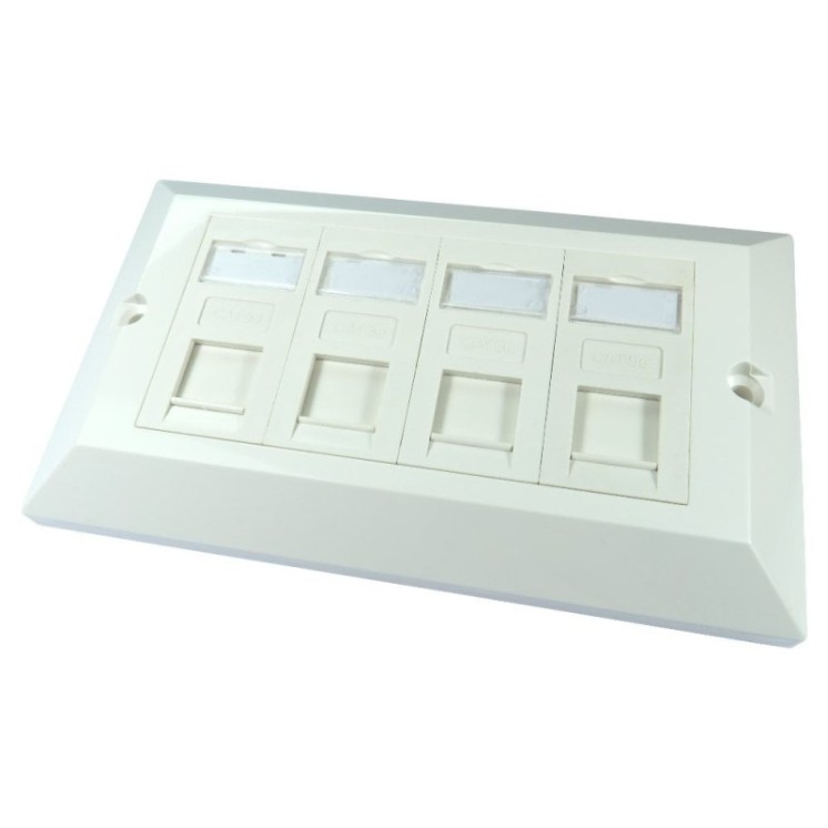 4 Port Cat5e Loaded Faceplate - Dual Gang