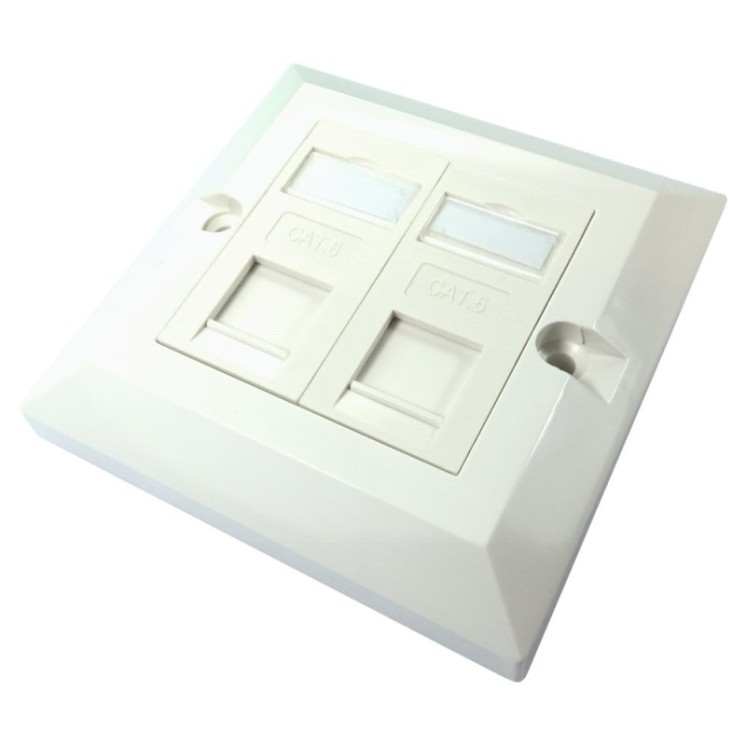 2 Port Cat6 Loaded Faceplate - Single Gang