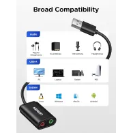 UGREEN USB Sound Card USB 2.0 to 3.5mm Audio Adapter