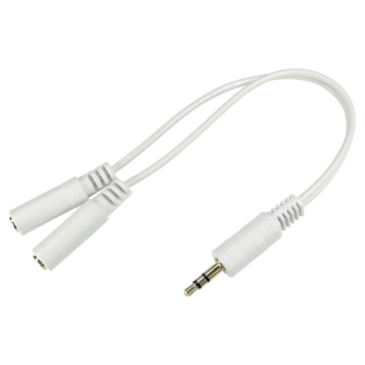 0.2m 3.5mm Stereo Splitter Cable - White