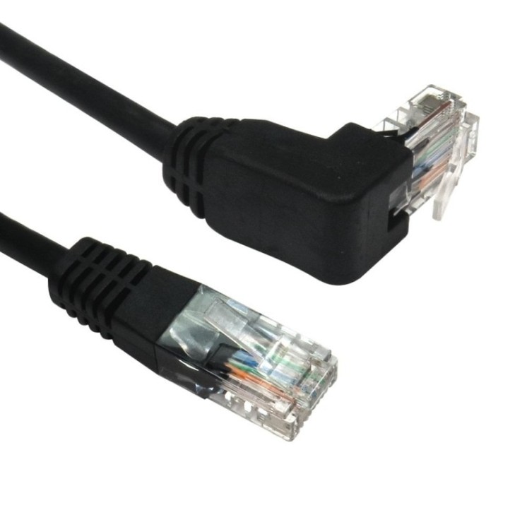 1m Cat5e UTP Straight to Right Angled UP Cable