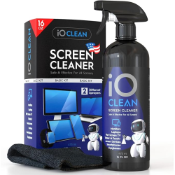iO-CLEAN Screen Cleaner Kit (473ml) – Professional Streak-Free Spray for TV, Monitor, Laptop & MacBook – Includes Cloth