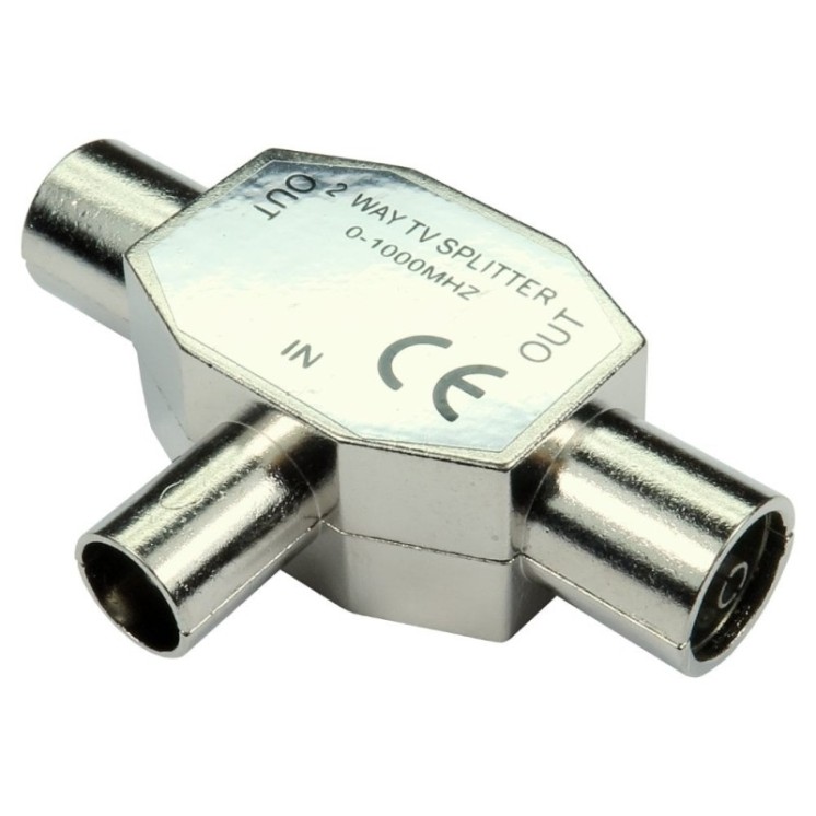 2 Port TV COAX Splitter - 1x Male to 2x Female
