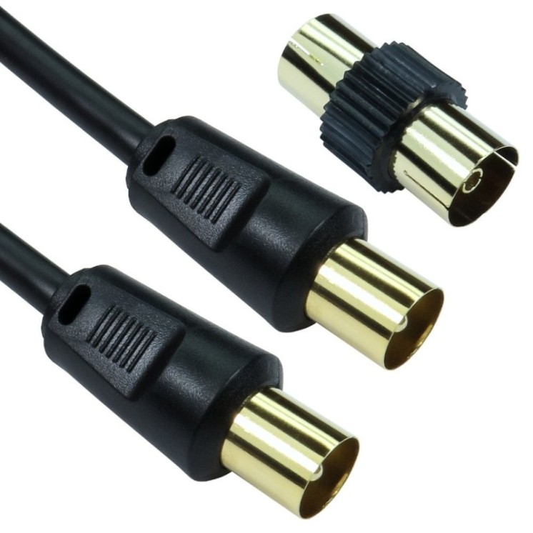 10m TV Cable with Female Coupler - Black