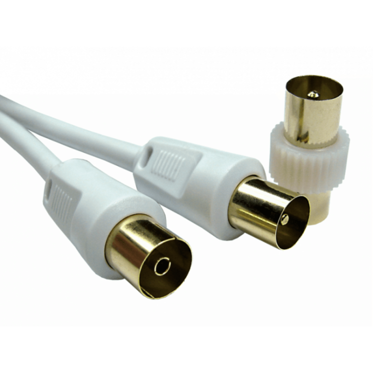 1m TV Extension Cable with Male Coupler - White
