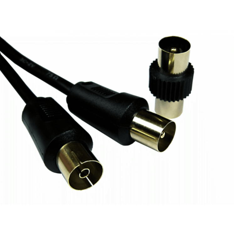 2m TV Extension Cable with Male Coupler - Black
