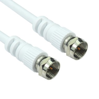 2m Coaxial Cable with F Connectors - White 2m Coaxial Cable with F Connectors - White