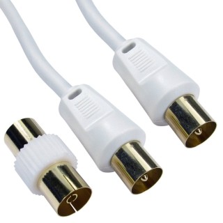 2m TV Cable with Female Coupler - White