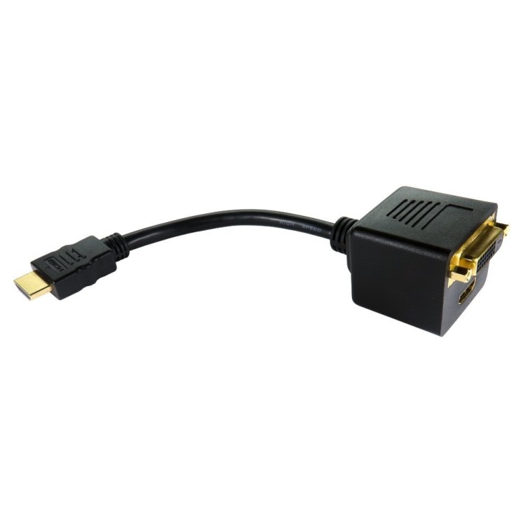 HDMI (M) to 1X HDMI & 1x DVI-D (F) Splitter Cable