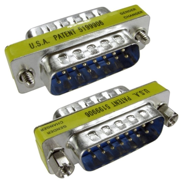 Low Density D15 (M) to (M) Slimline Gender Changer