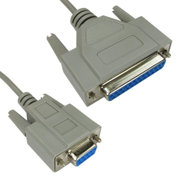 D9 (F) to D25 (F) Null Modem Cable