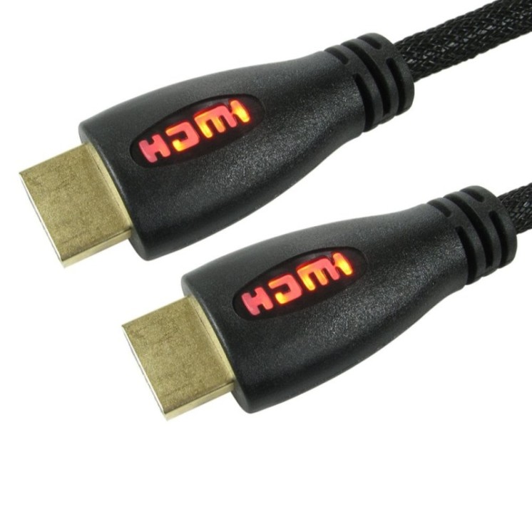 1m HDMI Cable with Red LED Illuminated Connectors